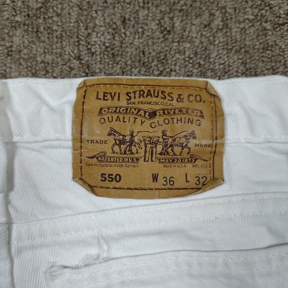 Vintage LEVI'S 550 Jeans Men 36x32 White Relaxed Fit Orange Tab Denim Distressed - Picture 5 of 11
